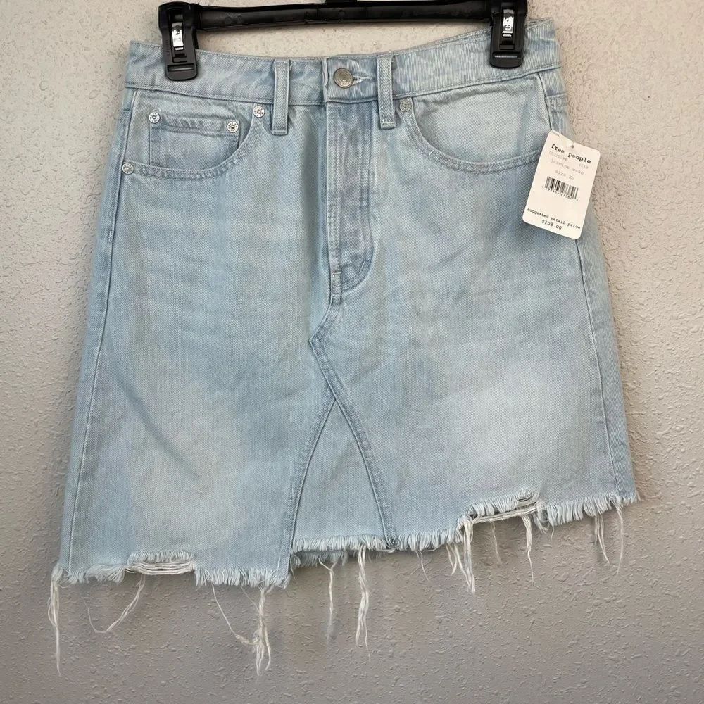 NWT We The Free Jasmine Wash Denim Skirt Size XS